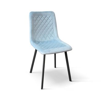 Konte Design Juego de 4 sillas de terciopelo azul y patas de metal antracita