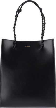 Jil Sander Structured Calf Leather Tote with Braided Handles and Embossed Detailing
