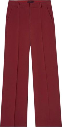 Luisa Cerano Broeken, Dames, Rood, L, Polyester, Flowing Techno-Cr&ecirc;pe Wide Leg Broeken