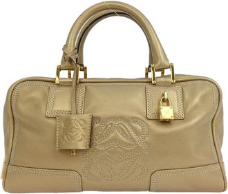 Loewe Amazona Bag Leather Gold Leather Handbag (Pre-Owned)