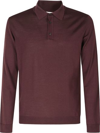 Roberto Collina Merino Wool Button-Down Long-Sleeve Polo Shirt