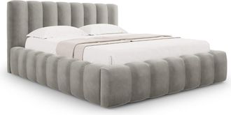 CXL by Christian Lacroix Cama con cabecero y baúl 160x200cm de terciopelo gris claro