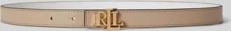 Lauren Ralph Lauren G&uuml;rtel mit Logo Applikation in Taupe, Gr&ouml;&szlig;e XS