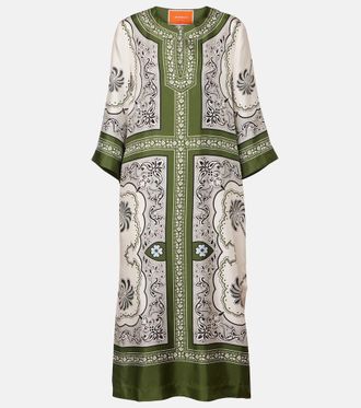 La DoubleJ Mirage Placée printed silk twill kaftan