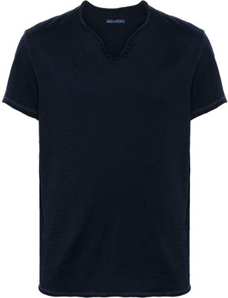 Zadig&Voltaire Henley-neck cotton T-shirt - men - Organic Cotton - M - Blue