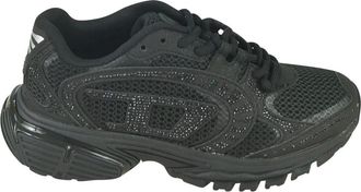 Diesel Schoenen, Dames, Zwart, 38 1/2 EU, Leer, S-Pro-V-Dense Mesh Sneakers