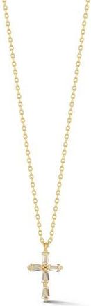 Sphera Milano Baguette Cubic Zirconia Cross Pendant Necklace in Gold at Nordstrom Rack
