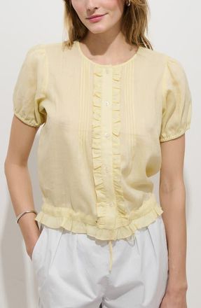 Alex Mill Brittany Ruffle Pintuck Top in Pear at Nordstrom, Size X-Small