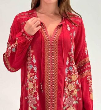 Johnny Was Paulina Shirt In Equestrian Red