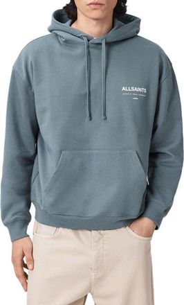 AllSaints Backstage Logo Graphic Hoodie in Lunar Blue at Nordstrom, Size Xx-Large