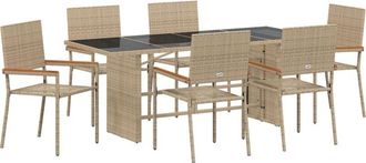 vidaXL Vidaxl - Garden Dining Set 9 pcs Beige 190 x 80 x 75 cm Poly Rattan