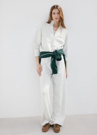 Mango Felpa collo alto zip grigio - Donna - S - MANGO