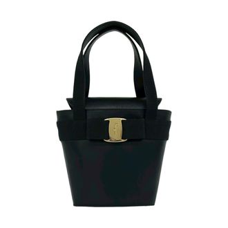 Ferragamo Black Leather Handbag Tote Bag (Pre-Owned)