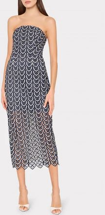 Milly Kait Lace Midi Dress In Navy/white