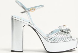 Valentino Garavani Sandalo Con Plateau Coeur Royal In Nappa Laminata 115mm Donna SILVER 35.5