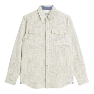 Scotch & Soda Relaxed Fit Gestructureerde Overshirt - Heren - Casual Overhemden - Beige - M - Katoen - Overhemden