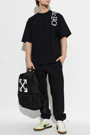 Off-white T-shirt With Printed Logo, Mens, Black