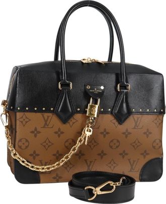 Louis Vuitton City Malle Handbag Reverse Monogram Canvas And Leather Brown Canvas Bag (Pre-Owned)