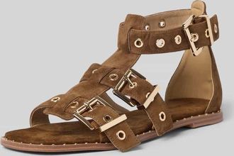 Alma En Pena Sandalette aus Leder mit Nieten in Hellbraun, Gr&ouml;&szlig;e 36