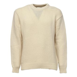 Edwin Ellis Hibiki Sweater - Heren - Ronde hals truien - Wit - M - Wol - Truien & Vesten