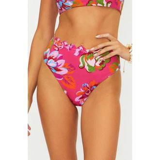 Beach Riot Nessa Scallop High Waist Bikini Bottoms in Sugar Bloom at Nordstrom, Size X-Large