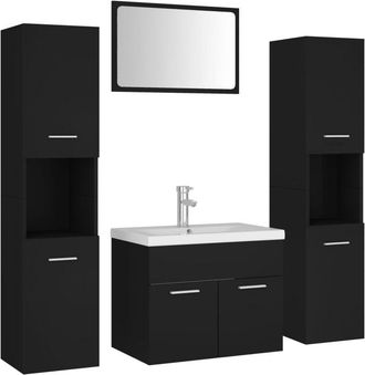 vidaXL Juego de muebles de baño madera de ingeniería negro vidaXL