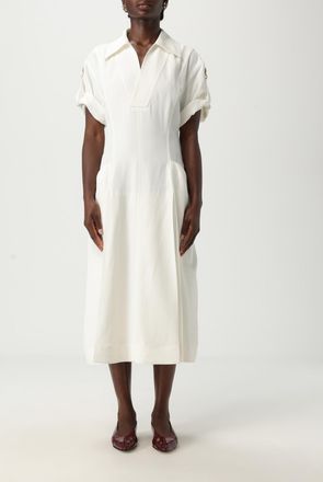 Bottega Veneta Midi-jurk met kraag en korte mouwen