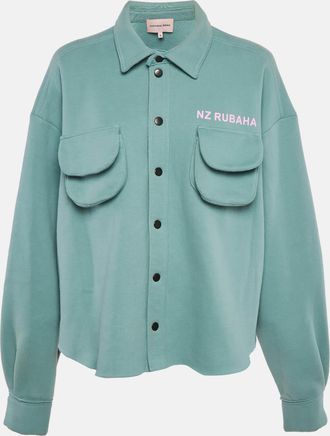 Natasha Zinko Blue Cotton Blend Knit Button Front Jacket