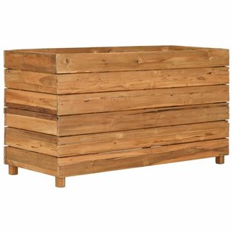 Berkfield Home Raised Bed 100x40x55 cm Solid Wood Teak & Steel in Brown | Size: 100 x 40 x 55 cm