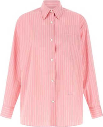 Marni Gestreepte Poplin Shirt - Dames - Overhemden - Roze - 3XS - Katoen - Overhemden