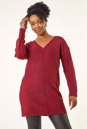 Roman Sparkle V-Neck Knit Jumper