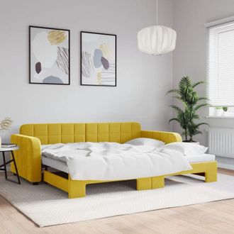 vidaXL Divano Letto con Letto Estraibile Giallo 90x200 cm in Velluto - Vidaxl