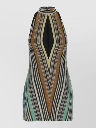 Missoni lame viscose dress halter neck stripes