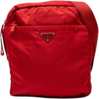 Prada Pre-owned Vintage Crossbody Bag - Dames - Vintage Schoudertas - Rood - ONE Size - Nylon - Vintage