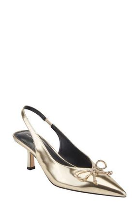 Marc Fisher Gretel Slingback Pointed Toe Bow Pump in Gold at Nordstrom, Size 7.5