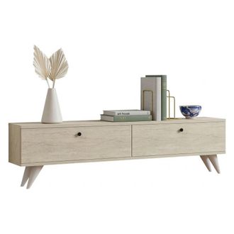 Dmora Mueble Para Tv Atestino, 2 Compartimentos, 2 Puertas, Abatible, 160x25x40h Cm Beige M&aacute;rmol