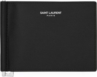 Saint Laurent WALLET MONEY CLIP SAINT LAURENT PARIS BLACK TEXTURED LEATHER - Saint Laurent - Man