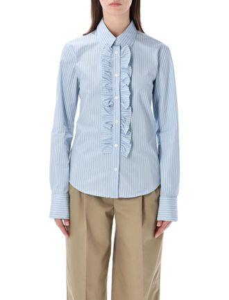 Ami Fitted Striped Cotton Poplin Shirt