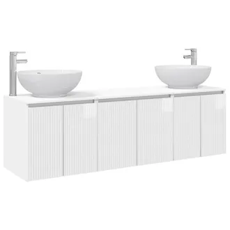 vidaXL Set Di Armadi Da Bagno 3 Pz Bianco Lucido 49,5 X 44,5 X 65 Cm Vidaxl