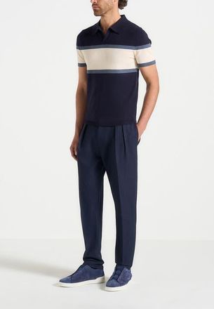 Mani&egrave;re De Voir Enzo Colour Block Polo Top in Navy at Nordstrom, Size Xx-Large