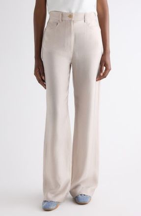 Acne Studios Casual Check Cupro Trousers in Beige Multi at Nordstrom, Size 10 Us