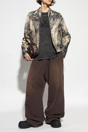Diesel Leather Jacket L-TAD-PRINT, Mens, Beige