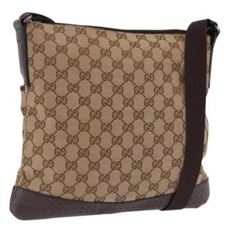 Gucci Vintage, unisex, Bruin, ONE Size, Leer, Pre-owned Vintage GG Canvas Shoulder Bag