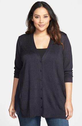 Nic+Zoe Chiffon Back Cardigan in Midnight at Nordstrom, Size 3X