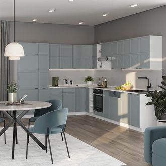Vicco Cocina Esquinera Fame-line, Azul Claro-gris-blanco, 347 X 257 Cm, Et Antracita, Vicco