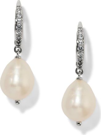 Nadri Madrid Freshwater Pearl Double Drop Earrings in Rhodium at Nordstrom