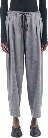 Maria McManus Womens Barrel Leg Drawstring Trouser In Charcoal Tweed