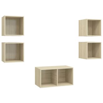 vidaXL Juego De Muebles De Sal&oacute;n 5 Pzas Madera Ingenier&iacute;a Roble Sonoma Vidaxl