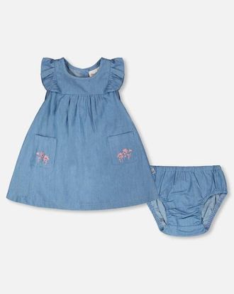 Deux par Deux Light Blue Chambray Dress and Bloomer Set in Light Blue Denim at Nordstrom, Size 18M