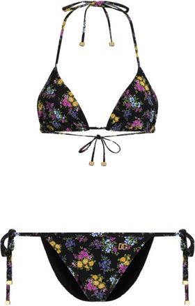 Dolce & Gabbana Klein bikini met bloemenprint - Dames - Bikinis - Zwart - XL - Badmode